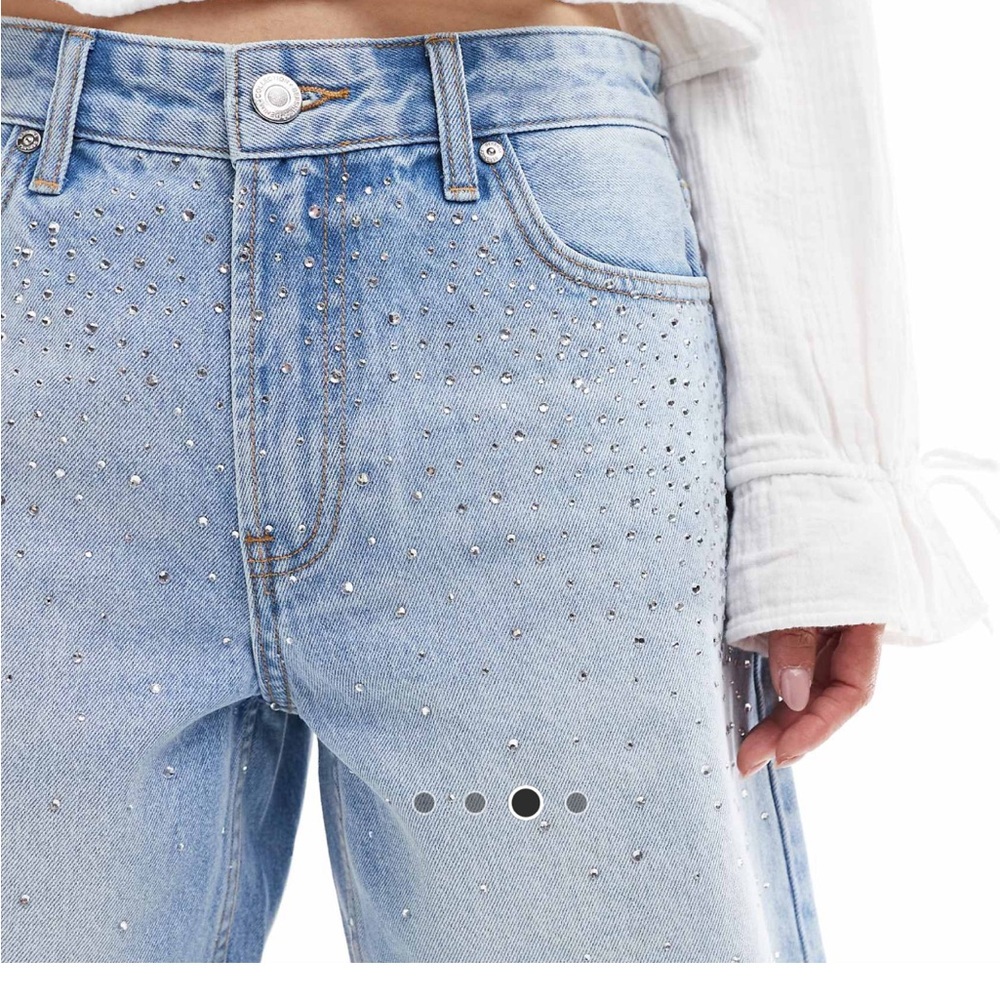 Bershka Light Blue Studded Jean Shorts - Picture 5 of 5